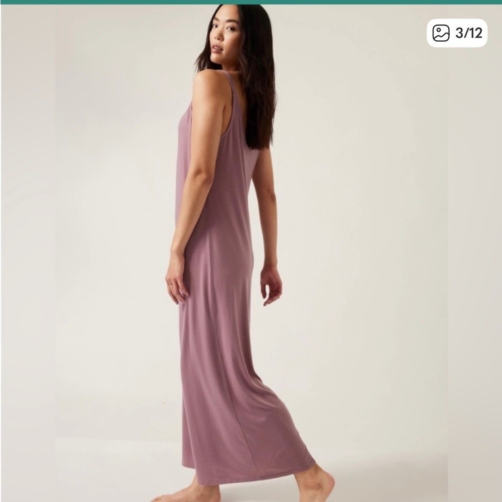 Athleta Nightfall Jumpsuit Purple Mauve Wide Leg V-Neck Sleeveless Relaxed Small - Picture 3 of 6
